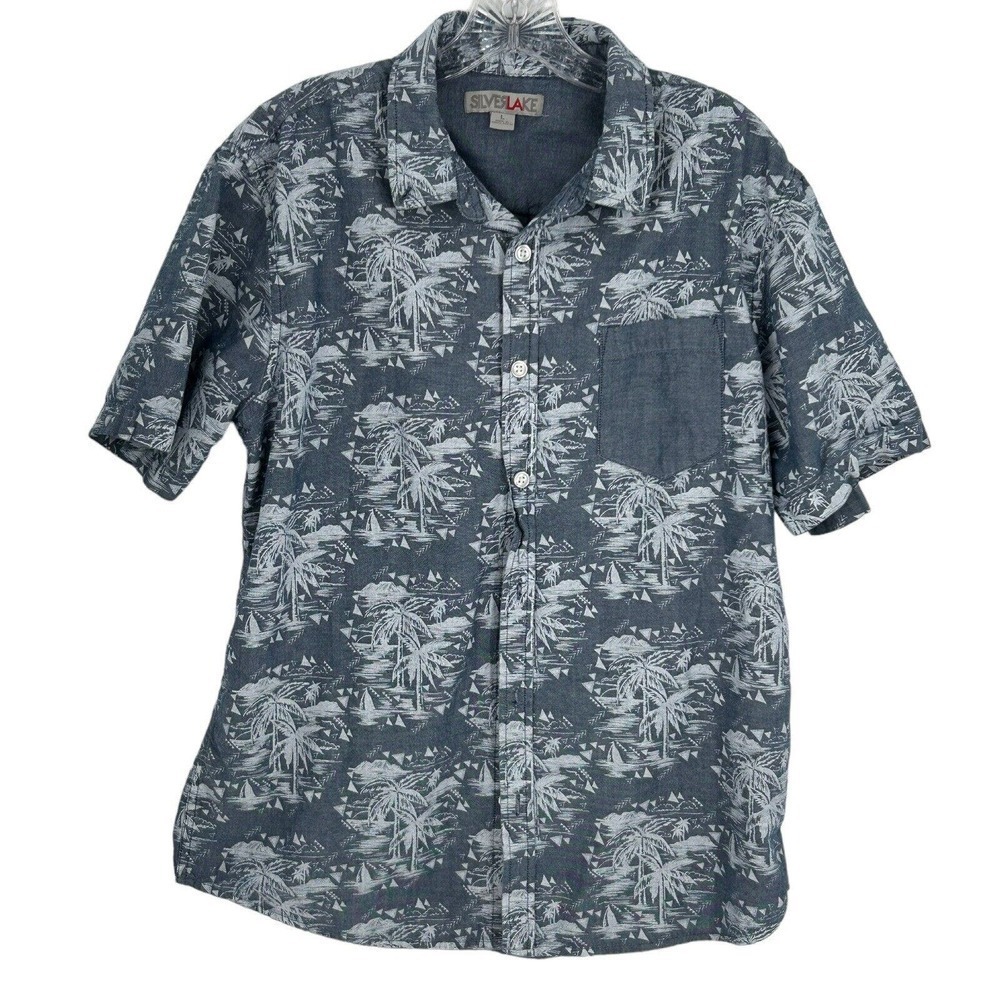 SILVER LAKE - MEN'S TROPICAL SHORT SLEEVE BUTTON-UP SHIRT - SIZE L